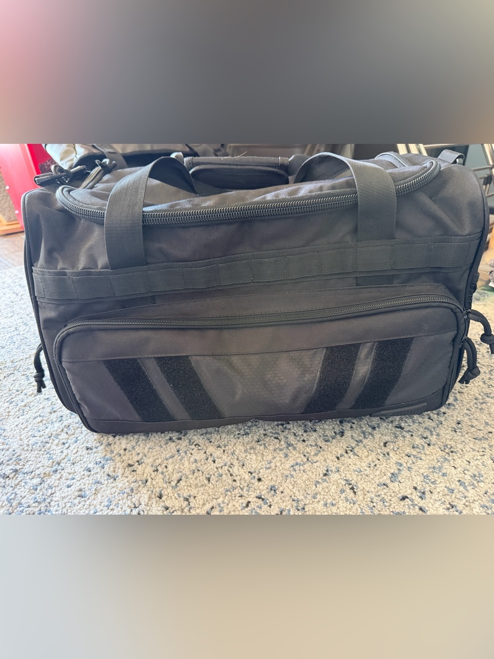 Men's Black Tactical Duffel Bag with MOLLE Webbing